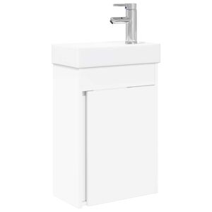 vidaXL Badezimmer Waschtischunterschrank mit Wasserhahn Wei&szlig;