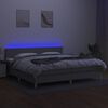 vidaXL Boxspringbett mit Matratze & LED Hellgrau 200x200 cm Stoff