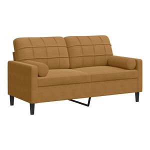 vidaXL 2-Sitzer-Sofa mit Zierkissen Braun 140 cm Samt