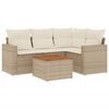vidaXL 5-tlg. Garten-Sofagarnitur mit Kissen Beige Poly Rattan