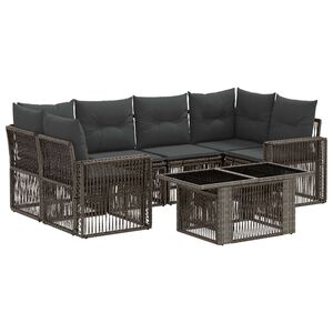 vidaXL Gartensofa-set 7 stk. Grau und Dunkelgrau Poly-Rattan