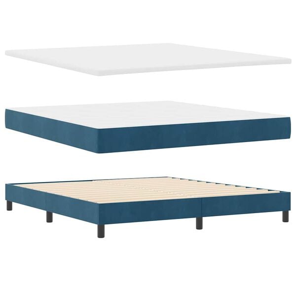 vidaXL Boxspringbett mit Matratze Dunkelblau 200 x 180 cm Polyester
