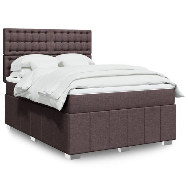 vidaXL Boxspringbett mit Matratze Dunkelbraun 140x200 cm Stoff