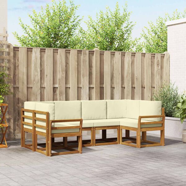 vidaXL Outdoor-Sofagarnitur mit Kissen 6 pcs Natur und Creme