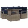 vidaXL Garten-Sofa-Set 5 pcs Grau und Marineblau Poly-Rattan