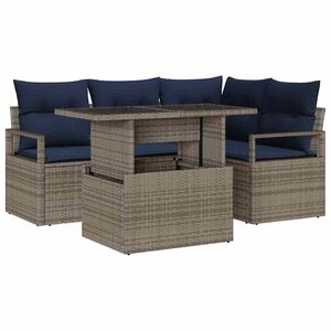 vidaXL Gartensofa-set 5 stk. 4-Sitzanzahl Grau und Marineblau