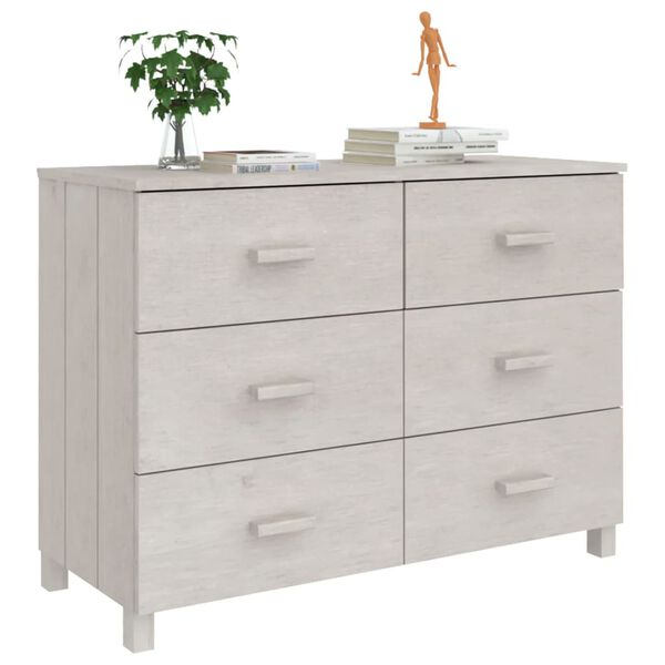 vidaXL Sideboard HAMAR Weiß 113x40x80 cm Massivholz Kiefer