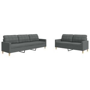 vidaXL 2-tlg. Sofagarnitur Dunkelgrau Stoff