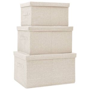 vidaXL 3-tlg. Aufbewahrungsboxen-Set Stapelbar Stoff Creme