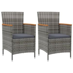 vidaXL Garten-Essst&uuml;hle 2 Stk. Poly Rattan Grau