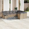 vidaXL 10-tlg. Garten-Sofagarnitur mit Kissen Beige Poly Rattan