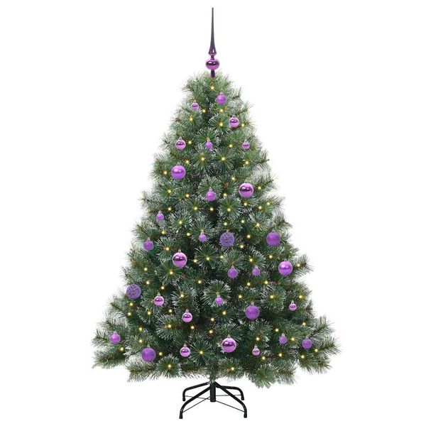 vidaXL K&uuml;nstlicher Weihnachtsbaum mit 150 LEDs Gr&uuml;n 150 cm PE und PVC