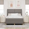 vidaXL Boxspringbett mit Matratze Dunkelgrau 90x190 cm Taupe Stoff