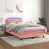 vidaXL Boxspringbett mit Matratze & LED Rosa 120x190 cm Samt
