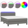 vidaXL Boxspringbett mit Matratze & LED Dunkelgrau 140x190 cm Stoff