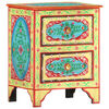 vidaXL Handbemalter Nachttisch 40&times;30&times;50 cm Mango Massivholz