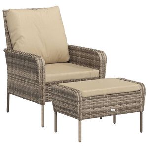 vidaXL Gartenstuhl mit Fu&szlig;hocker Hellbraun Poly Rattan