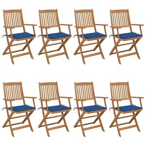 vidaXL Klappbare Gartenst&uuml;hle 8 Stk. mit Kissen Massivholz Akazie