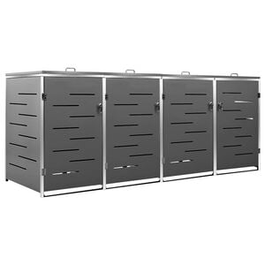vidaXL M&uuml;lltonnenbox f&uuml;r 4 Tonnen 276,5x77,5x115 cm Edelstahl