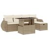 vidaXL 6-tlg. Garten-Sofagarnitur mit Kissen Beige Poly Rattan