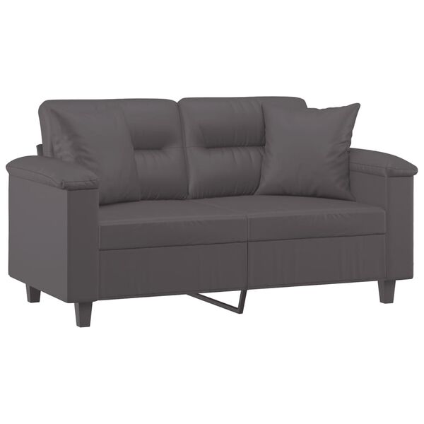 vidaXL 2-Sitzer-Sofa mit Zierkissen Grau 120 cm Kunstleder