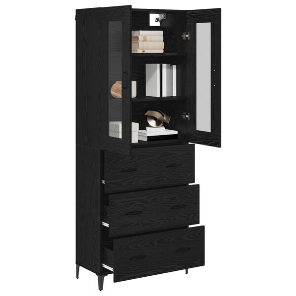 vidaXL Highboard Schwarz Eichen-Optik 69,5 x 34 x 180 cm Holzwerkstoff