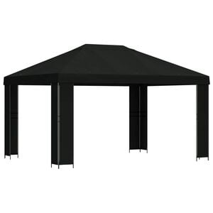 vidaXL Pavillon 4 x 3 m Schwarz Polyester und Stahl 190 gsm