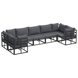 vidaXL Gartensofa-set mit Kissen 7 pcs Schwarz Aluminium