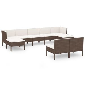 vidaXL 9-tlg. Garten-Lounge-Set mit Auflagen Poly Rattan Braun