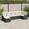 vidaXL Sofa Set mit Kissen mit Speicher Schwarz und Creme Poly-Rattan