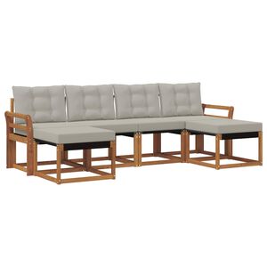vidaXL Outdoor-Sofagarnitur mit Kissen 6 pcs Nat&uuml;rlich und Hellgrau
