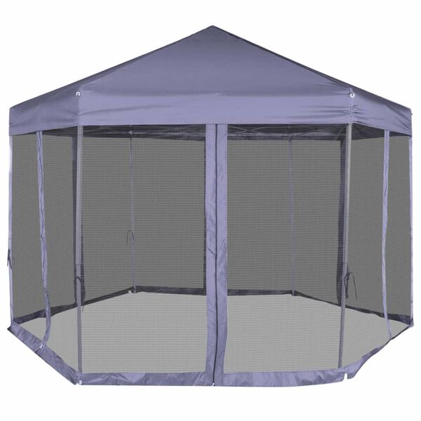 vidaXL Hexagonal Pop-Up Zelt mit 6 Seitenwänden Dunkelblau 3,6x3,1 m