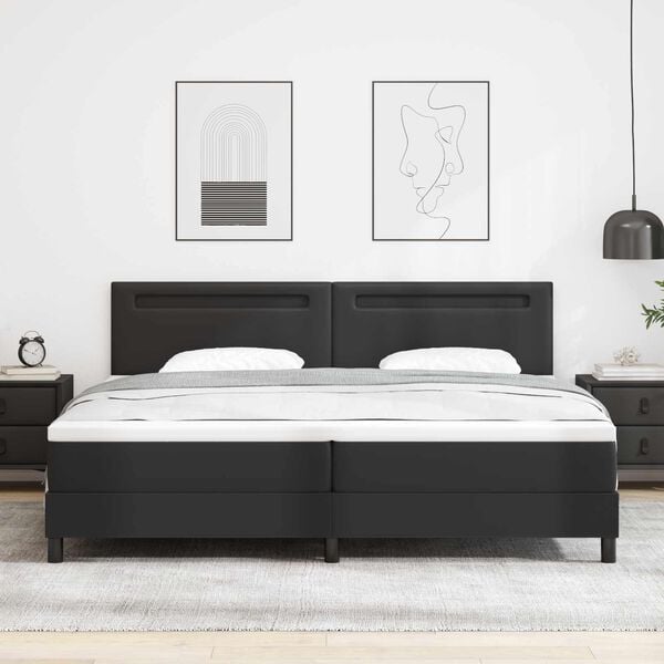 vidaXL Boxspringbett mit Matratze Schwarz 200 x 200 cm Kunstleder