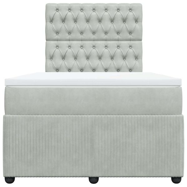 vidaXL Boxspringbett mit Matratze Hellgrau 120x200 cm Samt