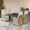 vidaXL 5-tlg. Garten-Essgruppe mit Kissen Beige Poly Rattan