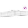 vidaXL Gabionen mit Hochbogen 3 Stk. 400x30x60/80 cm Verzinktes Eisen