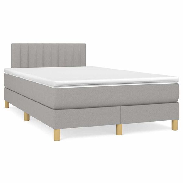 vidaXL Boxspringbett mit Matratze & LED Hellgrau 120x190 cm Stoff