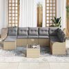 vidaXL Garten-Sofa-Set mit Kissen 9 pcs Beige und Hellgrau Poly Rattan