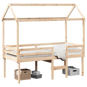 vidaXL Hochbett mit Dach 75x190 cm Massivholz Kiefer