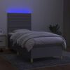 vidaXL Boxspringbett mit Matratze & LED Hellgrau 80x200 cm Stoff
