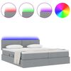 vidaXL Bett mit LED-Lichtleisten Hellgrau 200 x 200 cm Stoff