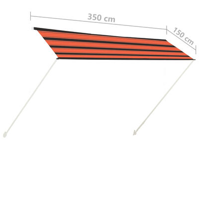 vidaXL Einziehbare Markise 350×150 cm Orange und Braun
