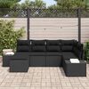 vidaXL Garten-Sofa-Set mit Kissen 6 pcs Schwarz Poly-Rattan