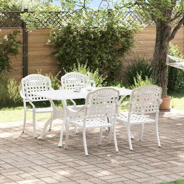 vidaXL Garten Essgruppe 5 pcs Wei&szlig; Aluminium
