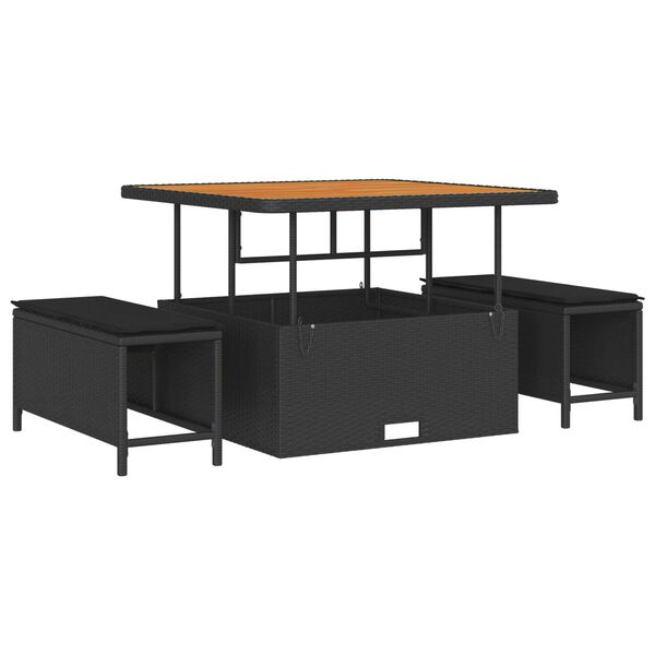 vidaXL Garten-Sofa-Set mit Kissen mit Speicher 13 pcs Schwarz