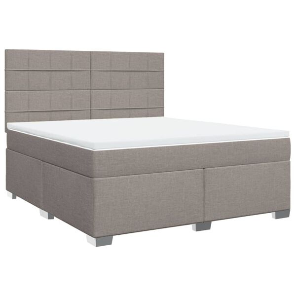 vidaXL Boxspringbett mit Matratze Taupe 180x200 cm Stoff