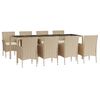 vidaXL 9-tlg. Garten-Essgruppe mit Kissen Beige Poly Rattan