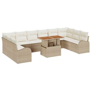 vidaXL Garten-Sofa-Set mit Kissen 11 pcs Beige und Creme