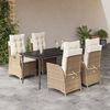vidaXL 5-tlg. Garten-Essgruppe mit Kissen Beige Poly Rattan