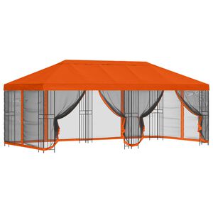 vidaXL Pavillon mit Seitenw&auml;nden 6 x 3 m Orange Polyester und Stahl